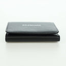 BALENCIAGA Trifold Wallet Leather Black Gold 655743 Auth SW2304M-6