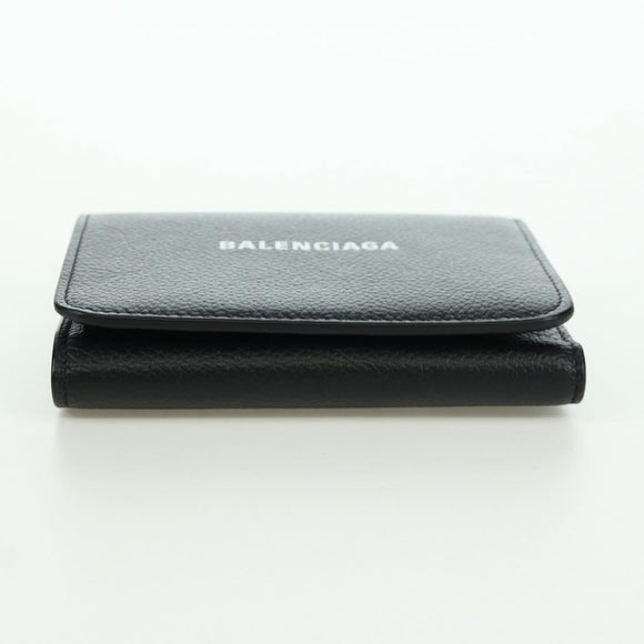 BALENCIAGA Trifold Wallet Leather Black Gold 655743 Auth SW2304M