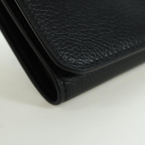 BALENCIAGA Trifold Wallet Leather Black Gold 655743 Auth SW2304M