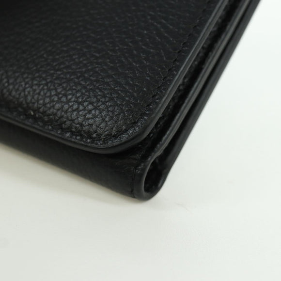 BALENCIAGA Trifold Wallet Leather Black Gold 655743 Auth SW2304M