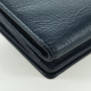 BALENCIAGA Classic Mini Trifold Wallet Lamb Skin Navy Gold 477455 Auth SW2305M-15