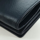 BALENCIAGA Classic Mini Trifold Wallet Lamb Skin Navy Gold 477455 Auth SW2305M-16