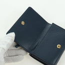 BALENCIAGA Classic Mini Trifold Wallet Lamb Skin Navy Gold 477455 Auth SW2305M-18