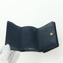 BALENCIAGA Classic Mini Trifold Wallet Lamb Skin Navy Gold 477455 Auth SW2305M-9