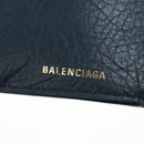BALENCIAGA Classic Mini Trifold Wallet Lamb Skin Navy Gold 477455 Auth SW2305M-22