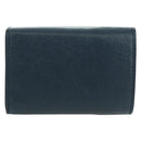 BALENCIAGA Classic Mini Trifold Wallet Lamb Skin Navy Gold 477455 Auth SW2305M-2