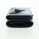 BALENCIAGA Classic Mini Trifold Wallet Lamb Skin Navy Gold 477455 Auth SW2305M-3