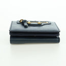 BALENCIAGA Classic Mini Trifold Wallet Lamb Skin Navy Gold 477455 Auth SW2305M-6