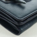 BALENCIAGA Classic Mini Trifold Wallet Lamb Skin Navy Gold 477455 Auth SW2305M-7
