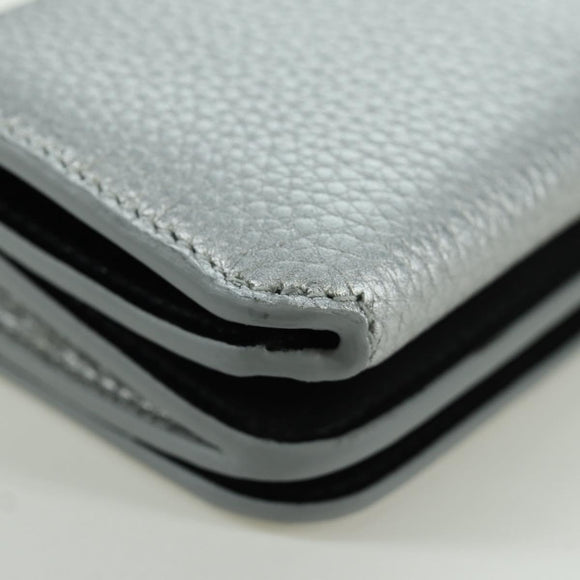 BALENCIAGA Trifold Wallet Leather Silver 593813 Auth SW2307M