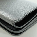 BALENCIAGA Trifold Wallet Leather Silver 593813 Auth SW2307M-16