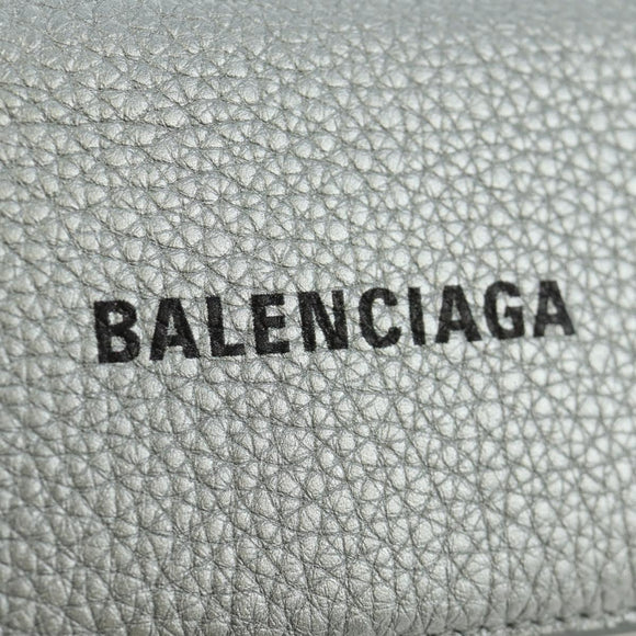 BALENCIAGA Trifold Wallet Leather Silver 593813 Auth SW2307M