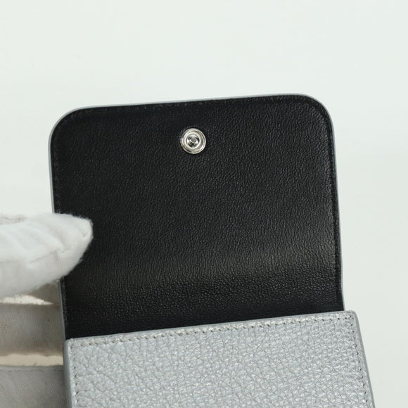 BALENCIAGA Trifold Wallet Leather Silver 593813 Auth SW2307M
