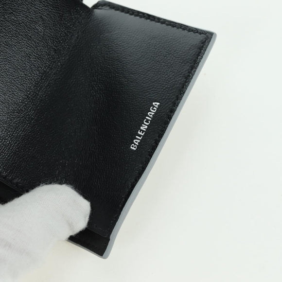 BALENCIAGA Trifold Wallet Leather Silver 593813 Auth SW2307M