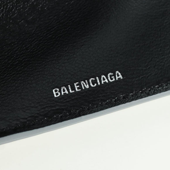 BALENCIAGA Trifold Wallet Leather Silver 593813 Auth SW2307M