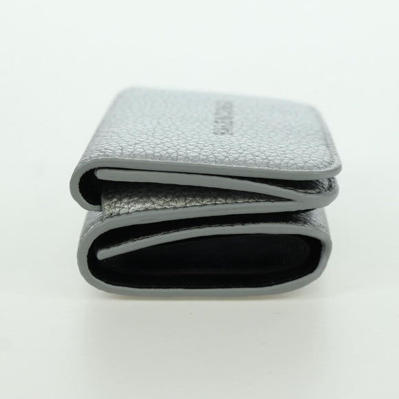 BALENCIAGA Trifold Wallet Leather Silver 593813 Auth SW2307M