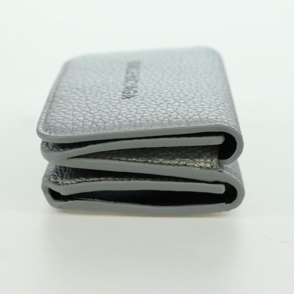 BALENCIAGA Trifold Wallet Leather Silver 593813 Auth SW2307M