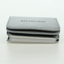 BALENCIAGA Trifold Wallet Leather Silver 593813 Auth SW2307M-6