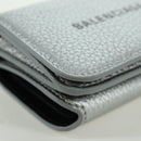 BALENCIAGA Trifold Wallet Leather Silver 593813 Auth SW2307M-7