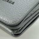 BALENCIAGA Trifold Wallet Leather Silver 593813 Auth SW2307M-14