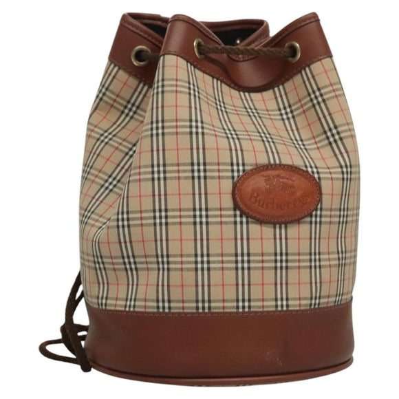 Burberrys Nova Check Shoulder Bag Canvas Beige Auth sw231