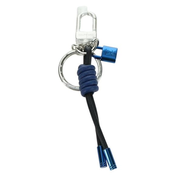 LOUIS VUITTON Porte Cles Knot Lock Charm Leather Blue M61713 LV Auth SW2312M