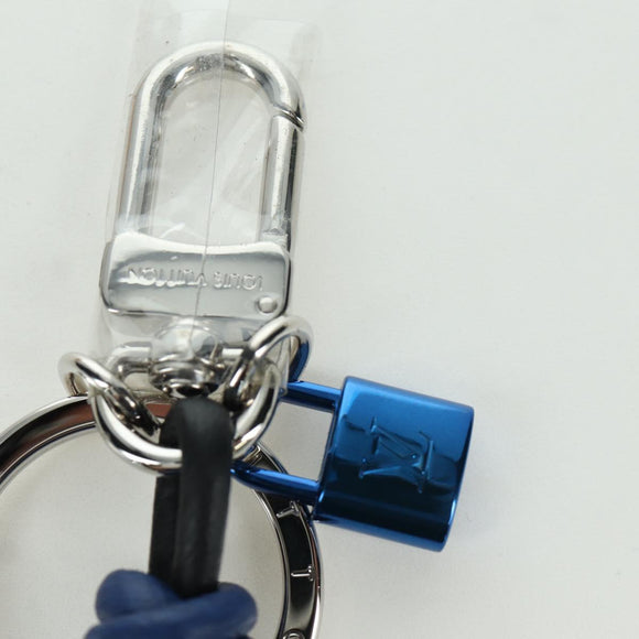 LOUIS VUITTON Porte Cles Knot Lock Charm Leather Blue M61713 LV Auth SW2312M