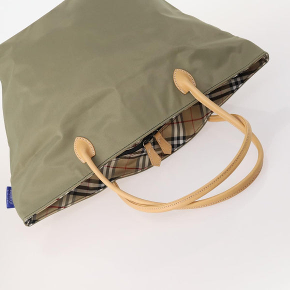Burberrys Burberry Nova Check Hand Bag Nylon 4 Set Green Gray beige Auth SW2319