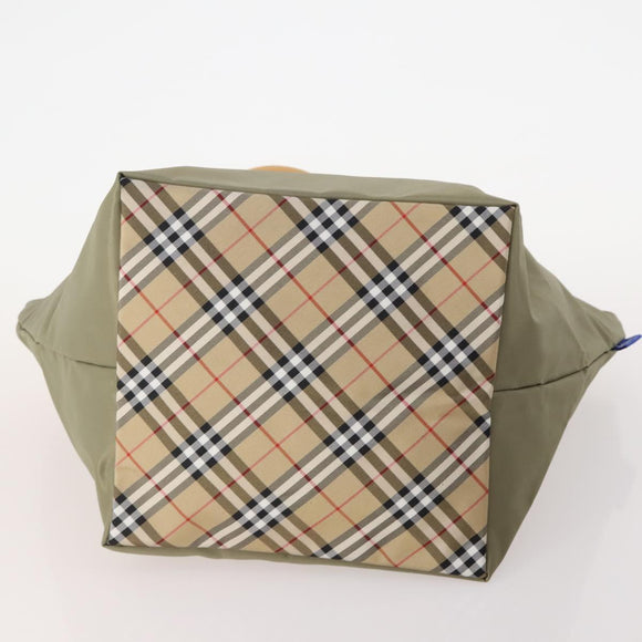 Burberrys Burberry Nova Check Hand Bag Nylon 4 Set Green Gray beige Auth SW2319