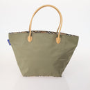 Burberrys Burberry Nova Check Hand Bag Nylon 4 Set Green Gray beige Auth SW2319-9