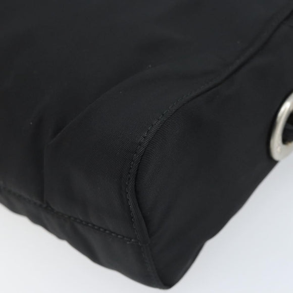 PRADA Umhängetasche mit Kette Nylon Schwarz Gold Auth SW2325A