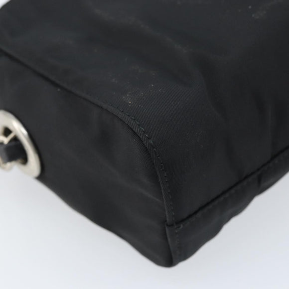 PRADA Umhängetasche mit Kette Nylon Schwarz Gold Auth SW2325A