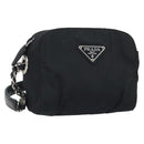 PRADA Umhängetasche mit Kette Nylon Schwarz Gold Auth SW2325A-1