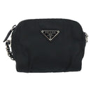 PRADA Umhängetasche mit Kette Nylon Schwarz Gold Auth SW2325A-13