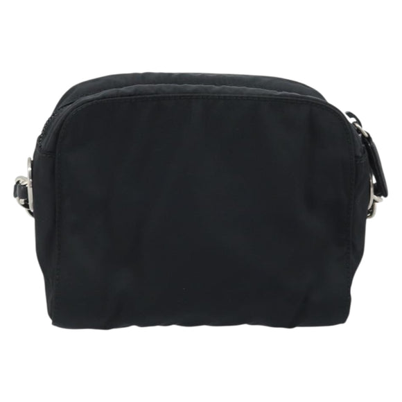 PRADA Chain Shoulder Bag Nylon Black Gold Auth SW2325A