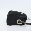 PRADA Umhängetasche mit Kette Nylon Schwarz Gold Auth SW2325A-3