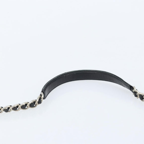 PRADA Umhängetasche mit Kette Nylon Schwarz Gold Auth SW2325A