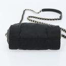 PRADA Umhängetasche mit Kette Nylon Schwarz Gold Auth SW2325A-5