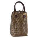 FENDI Zucchino Canvas Hand Bag Beige Gold Auth SW2327A-1