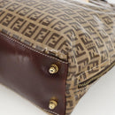 FENDI Zucchino Canvas Hand Bag Beige Gold Auth SW2327A-14