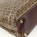 FENDI Zucchino Canvas Hand Bag Beige Gold Auth SW2327A-9
