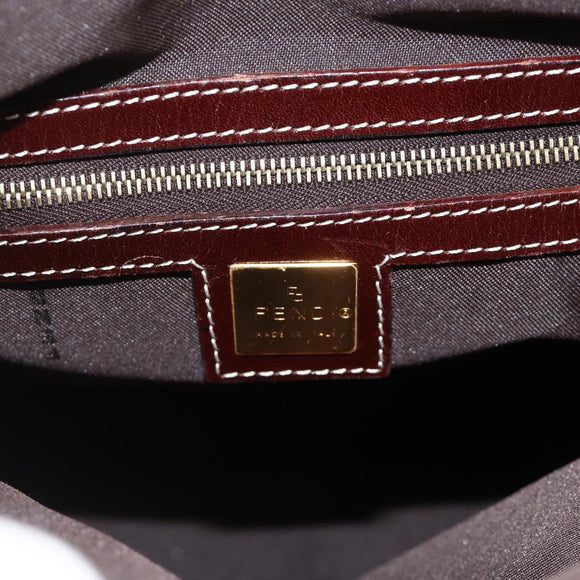 FENDI Zucchino Canvas Hand Bag Beige Gold Auth SW2327A