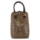 FENDI Zucchino Canvas Hand Bag Beige Gold Auth SW2327A-13