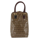 FENDI Zucchino Canvas Hand Bag Beige Gold Auth SW2327A-2