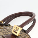 FENDI Zucchino Canvas Hand Bag Beige Gold Auth SW2327A-8