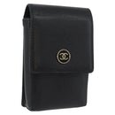 CHANEL Cigarette Case Leather Black Gold CC Auth SW2330A-1