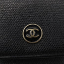 CHANEL Cigarette Case Leather Black Gold CC Auth SW2330A-8