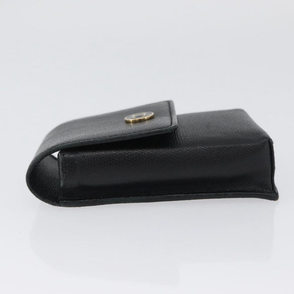 CHANEL Cigarette Case Leather Black Gold CC Auth SW2330A