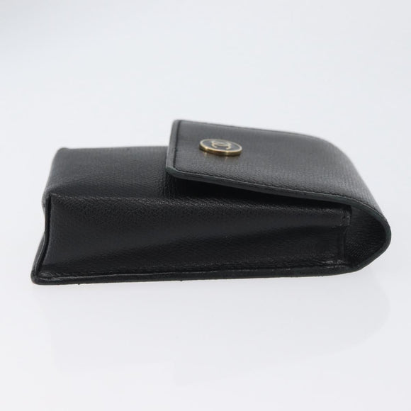 CHANEL Cigarette Case Leather Black Gold CC Auth SW2330A