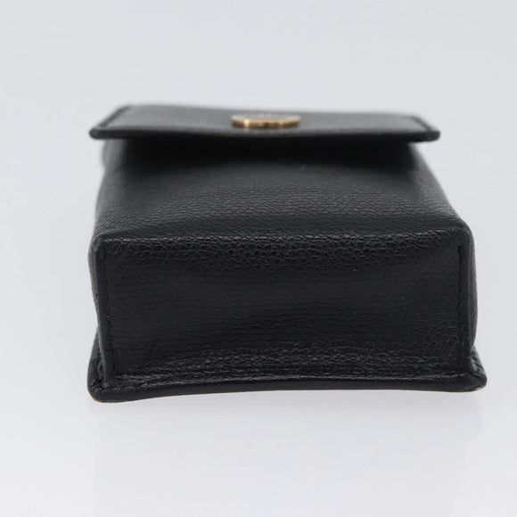 CHANEL Cigarette Case Leather Black Gold CC Auth SW2330A